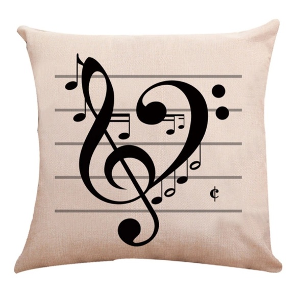 Other - Pillow Cover- NEW- Music Musical Treble Clef Notes